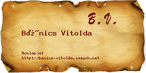 Bénics Vitolda névjegykártya